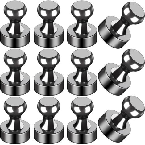 Lot de 12 aimants noirs pour réfrigérateur, pour tableau blanc, bureau, salle de classe, carte, cuisine (1/5)