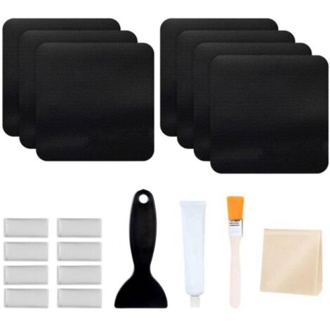 Kit de réparation de meubles de trampoline, patchs carrés, rectangulaires, ronds répare les fissures ou les trous dans le tapis du trampoline colle imperméable outils inclus (1/4)