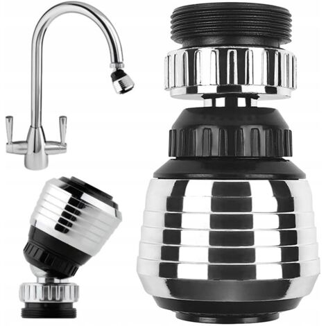 Deux aérateurs de robinet universels réglables Rallonge de robinet de cuisine à double mode Adaptateur économiseur d'eau rotatif abordable Kit complet avec kit d'installation (1/5)