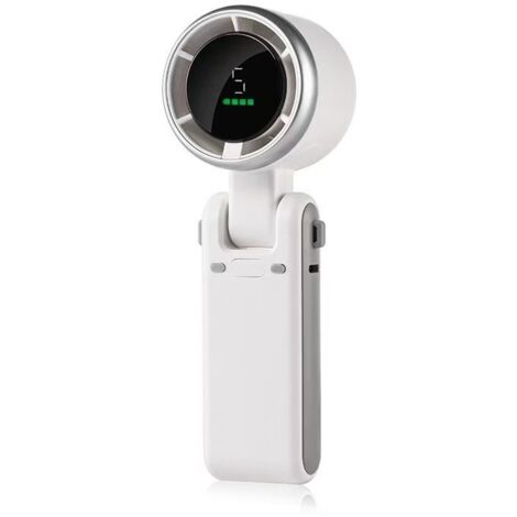 Ventilateur portatif rechargeable, 5 vitesses élevées réglables, mini ventilateur électrique portable de 4000 mAh, ventilateur de voyage alimenté par batterie (blanc) (1/5)