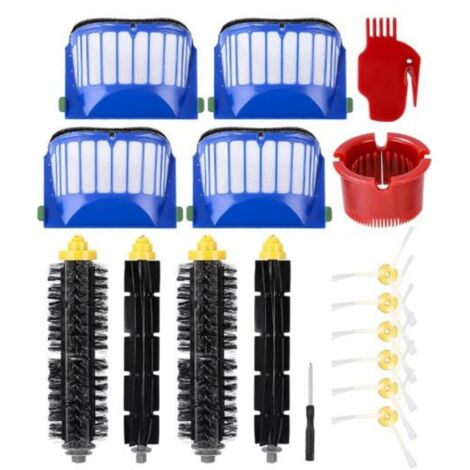 Ensemble de 17 pièces d'accessoires de remplacement pour iRobot Roomba série 600 605 615 616 620 621 630 635 650 652 660 665 680 690 695 Pièces de rechange Brosses et filtres pour aspirateurs robots (1/5)