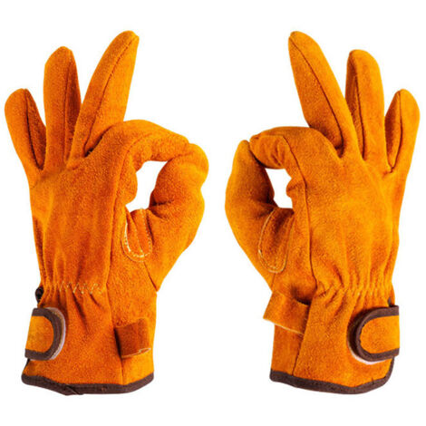 Fournitures de protection de sécurité pour la prévention des catastrophes Gants de protection en cuir de vache pour barbecue et travail en extérieur (1/5)