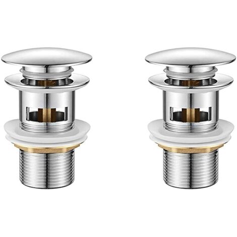 vidage Salle de Bain, Bonde de Lavabo Pop Up, Chromé, Argent (1/5)