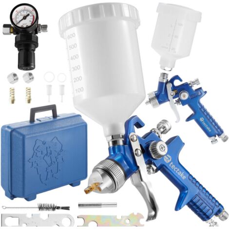 Set de 2 pistolets à peinture HVLP en aluminium bleu