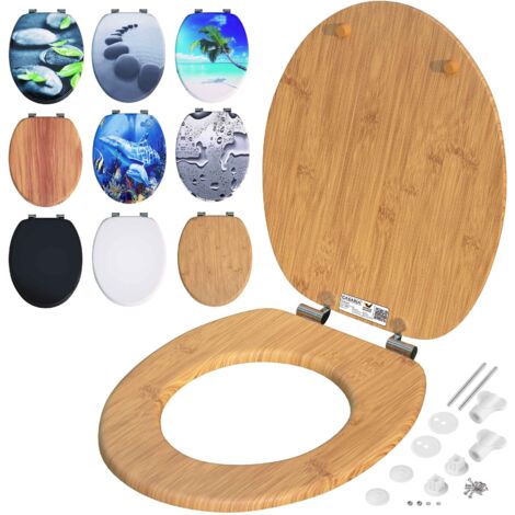Casaria – Abattant WC MDF avec fermeture douce – Fixation 3 points – Charge jusqu'à 175 kg – Compatible tous WC standards – Dimensions 45,7 x 38 cm (1/9)