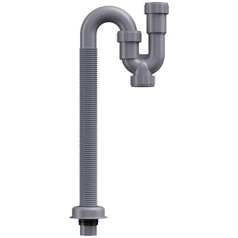 Siphon en U - siphon d'évier, ensemble de vidange de lavabo de salle de bain, avec tuyau d'évacuation flexible et extensible, adapté aux siphons d'évier d'un diamètre intérieur de 32 mm (1/4)