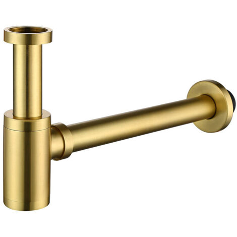 Siphon en P moderne en laiton doré foncé de 1 1/4 po, kit de siphon en P pour évier, couleur bronze champagne. RD-83888-CB