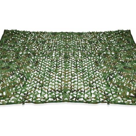 Ulisem – Voile d'ombrage rectangulaire 3x5m camouflage vert – Polyester tissé perforé – Protection solaire pour terrasses et jardins (1/5)