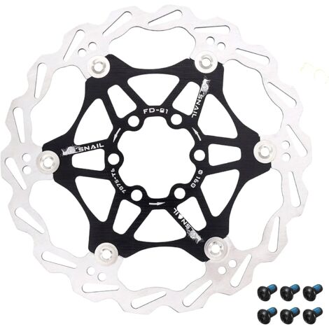 Disque de frein flottant vélo 180 mm, rotor de vélo avec 6 boulons pour VTT BMX (Noir 180 mm) (1/5)
