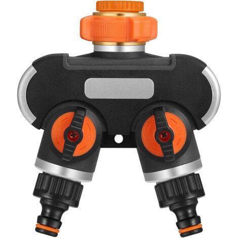 Distributeur Arrosage 2 Voies, Séparateur de Tuyau D'arrosage, Raccord Tuyau D'arrosage, Débit D'eau Réglable, Idéal pour Robinet Extérieur (1/5)