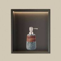 Niche étanche avec lumière et distributeur de gel douche 420 ml, niche de douche murale en acier inoxydable, niche de douche à un niveau, niche de douche encastrée 32x32x12,5 cm, noir