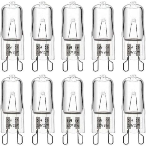 Ampoule halogène G9 28 W 230 V, 370 lm 2700 K blanc chaud à intensité variable, ampoules à capsule G9, pour lustres, lumières de paysage, appliques murales, éclairage d'armoire, Pack O (1/5)