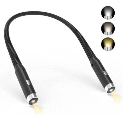 Lampe de Lecture de Cou, Lampe lecture Rechargeable au lit, 3 Couleurs et 3 Niveaux de Luminosité Réglables, Pliable à 360°, Liseuse LED USB pour Voyager, Tricoter, Camping (1/4)