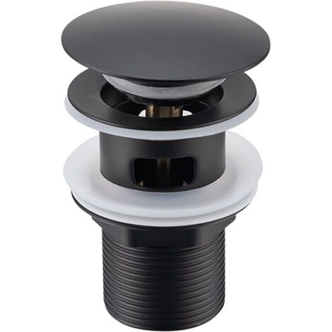 Bonde de Lavabo Noir avec Trop-Plein, Bonde de Lavabo Pop Up Noir Universelle, Bonde de Vidage avec Trop-Plein, Bonde de Vidange avec Trop-Plein, Bonde Pop Up Automatique pour Vasque a Poser, Bluedeer (1/5)