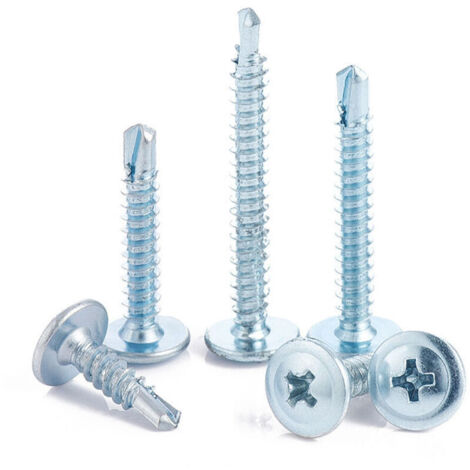 Lot de 100 - Vis à tôle Autoperceuse - à Tête Large Bombée - Ø4.2x13mm - en Acier Zingué - à Empreinte PH/Cruciforme - Bricolage - Rénovation (1/5)