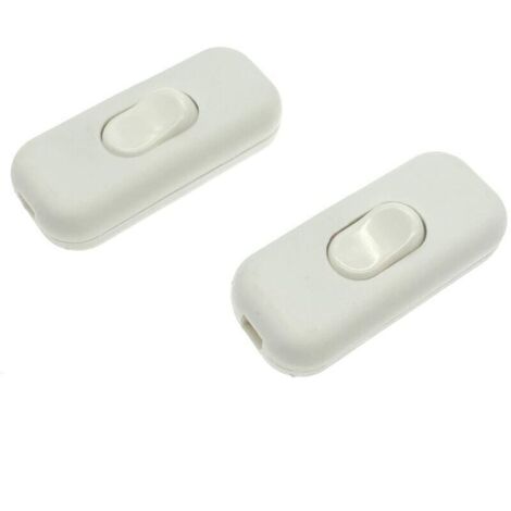 2x interrupteur de cordon en ligne bipolaire maximum 6A blanc, interrupteur en ligne isolant bipolaire, accepte 1-2 fils ronds ou plats, interrupteur torpille pour petit appareil ou la