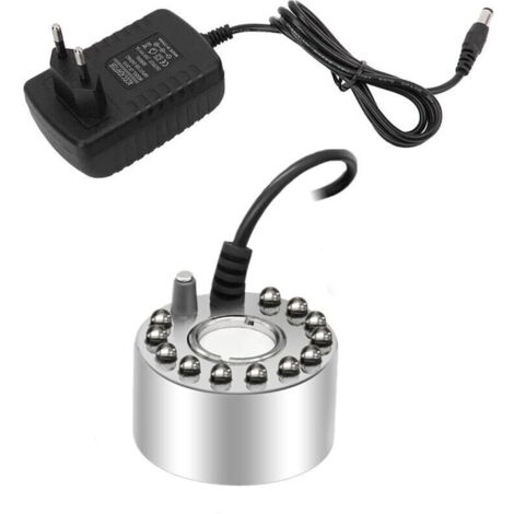 Brumisateur D'intérieur à 12 LED pour Fontaine, Petit Brumisateur de Bassin, Humidificateur d'air - Parfait pour Fontaine à Eau, Étang, Halloween, Décoration de Noël (Argenté) (1/4)