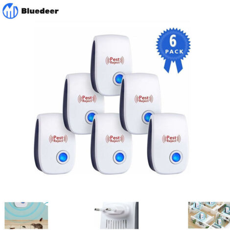Répulsif Ultrason Souris et Rat 2019 - Prise à Double Fréquences Ultrasonique Puissantes - 6 Appareils Repulsif Ultrasons Anti Rongeur,Fouine et Loir - Protection Efficace en 4 Semaines Garantie (1/5)