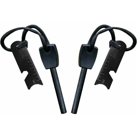 Pierre à Feu de Survie,Allume Feu avec Grattoir, Waterproof, 10,000 Etincelles à 3,000 Degrés, Barre 8 mm, Fire Steel en Magnesium - Fire Starter,Lanière de Cou,Grattoir Multi-Outils(2 pièces) (1/5)