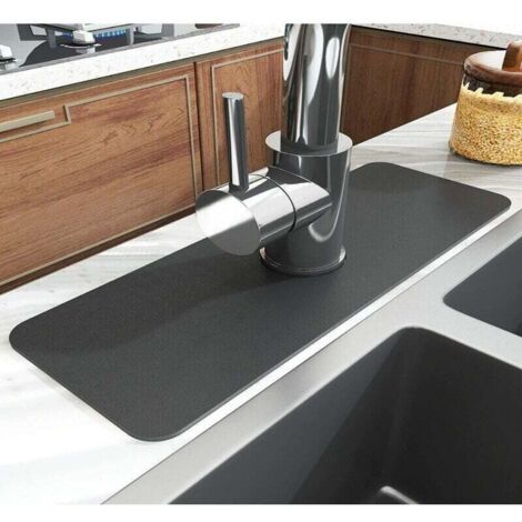 Protection anti(38x13.8cm)- Gris foncé-éclaboussures pour robinet d'évier - 2 tapis super absorbant à séchage rapide - Gadgets d'évier (1/5)