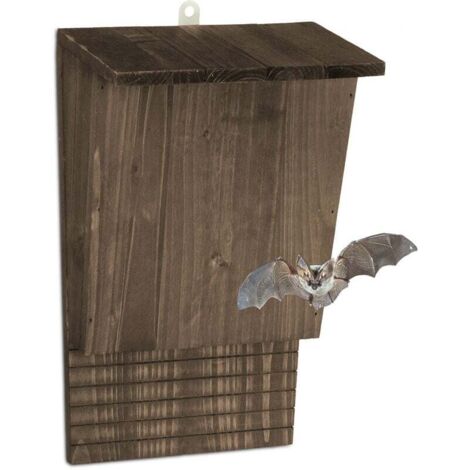 Abri à chauves-souris, large refuge pour chauvesouris, HxLxP : 37 x 22 x 12,5 cm, nichoir, bois, marron (1/5)