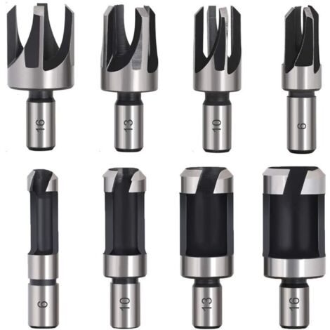 Tourillon Bois 8PCS HSS Foret Bois Fraise à Bouchonner,Fraise à Bouchonner Bois Mèche à Bouchon Bois Foret à Faire Cheville Outil de Coupe pour Faire une Bois Bouchon Cheville Tourillon Goujon Tenon D (1/5)
