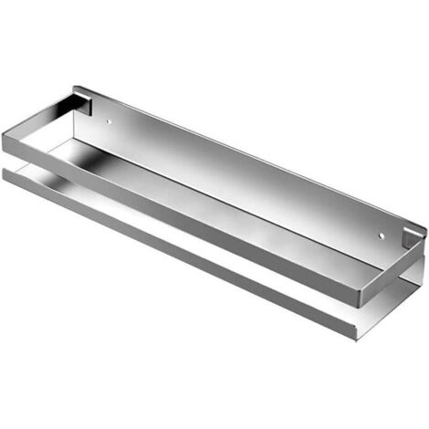 Étagère à épices murale, étagère de rangement de cuisine en acier inoxydable, étagère de rangement suspendue, support d'assaisonnement en acier brossé (blanc 50 cm) (1/3)