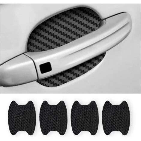 4PCS Autocollants Voiture Extérieur, Film de Protection Universel en Fibre de Carbone Anti-Rayures pour Poigné Porte Voiture, Convient à la Plupart des Poignés Porte Voiture (Noir) (1/5)
