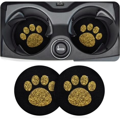 2 Pièces sous Verre De Voiture, sous-Verres D'insertion De Bling Véhicule, Bling Accessoire De sous Verre Voiture, Universel Antidérapants Bling Silicone sous-Verre De Véhicule (Or) (1/5)