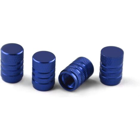 4 Bouchons Tige de Valve en Aluminium, Couvercle Bouchon Valve Pneu en Aluminium Caoutchouc pour Voitures, Bouchons Valve en Aluminium pour Pneus Voiture, Capuchon Roues Pneus Valves (Bleu) (1/5)