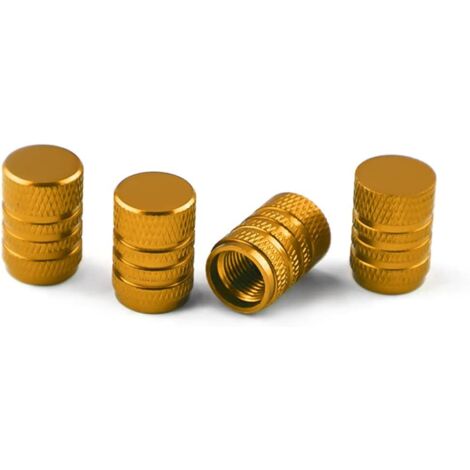 4 Bouchons Tige de Valve en Aluminium, Couvercle Bouchon Valve Pneu en Aluminium Caoutchouc pour Voitures, Bouchons Valve en Aluminium pour Pneus Voiture, Capuchon Roues Pneus Valves (Or) (1/5)