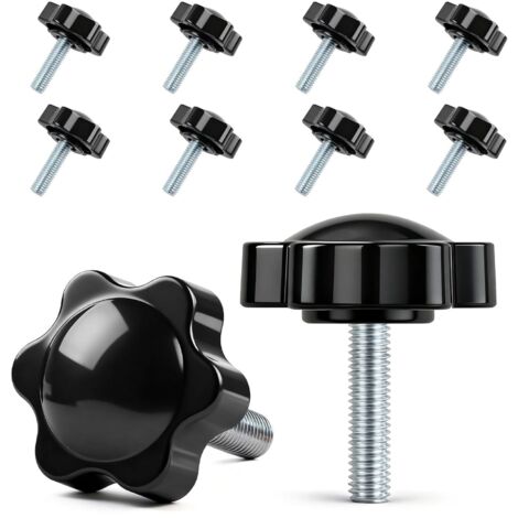 Lot de 10 vis à poignée étoile - Vis moletées M6 x 25 mm - Vis avec poignée - Vis à tête étoile - Écrou à poignée étoile - Pour machine-outils, machines de serrage (1/5)
