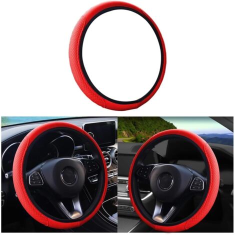 Couvre de Volant Voiture Antidérapant Respirant Souple, Couvre Volant en Microfibre Cuir Souple, Couvre Volant Voiture, Taille Universelle Diamètre 38cm, pour Van Truck SUV(Rouge) (1/5)