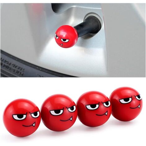 4 Pièces Bouchons Valve Bouchons Poussière pour Voiture, Capuchons Valve Cuivre Pneus Roues, Bouchon Valve Pneu Voiture, Valves De Voiture Accessoire Pneu Couvre-Valve(Boule Démoniaque Rouge) (1/5)