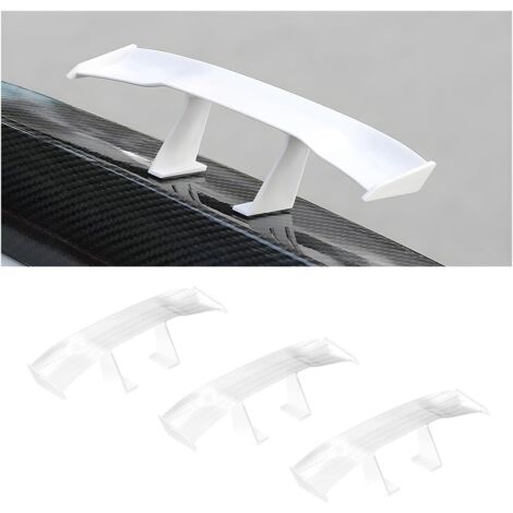 3PCS Mini Aileron de Voiture, Multifonctionnel Aile de Queue de Voiture, Universel Mini Aile de Becquet, sans Perforation Texture en Fibre de Carbone pour la Décoration(Blanc) (1/5)