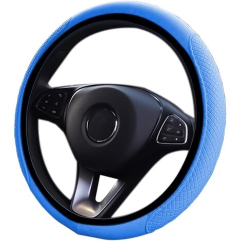 Couvre Volant Voiture, Elastic, Housse de Volant de Voiture Microfibre Cuir Diamètre 38 cm, Couvre de Volant Voiture Antidérapant Respirant Souple, Couvre de Volant Universelle(Bleu) (1/5)