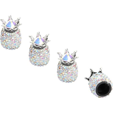 4 Pièces Bouchon Valve De Pneu, Valve de Voiture, Couronne Capuchon De Valve, Diamant Brillant Bouchons De Valve, Universels Ornés Voiture Accessoires Bouchon Valve De Pneu (AB) (1/5)