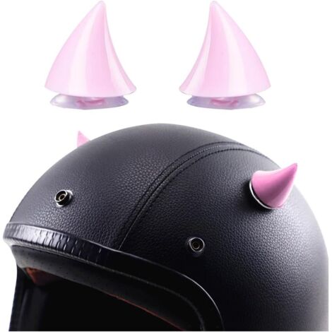 2 Pièces Décoration Corne Casque, Corne De Casque De Moto avec Ventouses, Décoration Casque Moto Corne en Caoutchouc, Accessoires Décoration Conversion pour Moto Scooter Casques(Rose) (1/5)