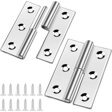 Lot de 2 petites charnières amovibles en acier inoxydable 304 de 8,6 cm - Charnières de porte amovibles et pliables pour gaucher (1/5)
