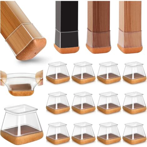 20pcs Carré Protection Pied de Chaise Silicone, Patin de Chaise, Protections de Sol en Silicone Transparent pour Sols en Bois Dur, pour Pieds de Chaise avec Patins en Feutre enveloppé, Fit 27-36mm (1/5)