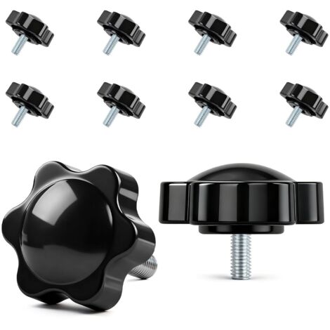 Lot de 10 vis à poignée étoile - Vis moletées M5 x 10 mm - Vis avec poignée - Vis à tête étoile - Écrou à poignée étoile - Pour machine-outils, machines de serrage (1/5)
