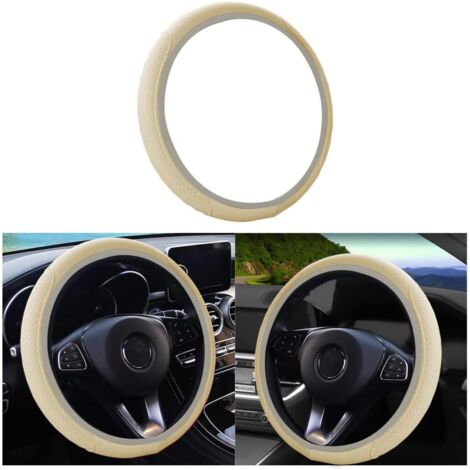 Couvre de Volant Voiture Antidérapant Respirant Souple, Couvre Volant en Microfibre Cuir Souple, Couvre Volant Voiture, Taille Universelle Diamètre 38cm, pour Van Truck SUV(Beige) (1/5)