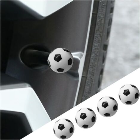 4 Pièces Auto Bouchons Valve Pneu, Bouchon Valve Pne, Cache-Poussière Valve Universelle, Bouchon Valves Pneu Voiture, Imperméable Anti-Résistant Valves Pneu Universelle Voiture(Football) (1/5)