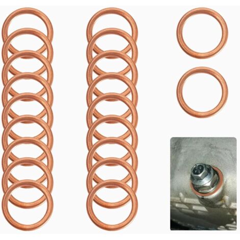 20 rondelles de cuivre à écraser, joints pour Peugeot Citroën Renault, accessoires automobiles, remplace les références 7703062062 11137546275 16430 31338 7546275 (1/5)