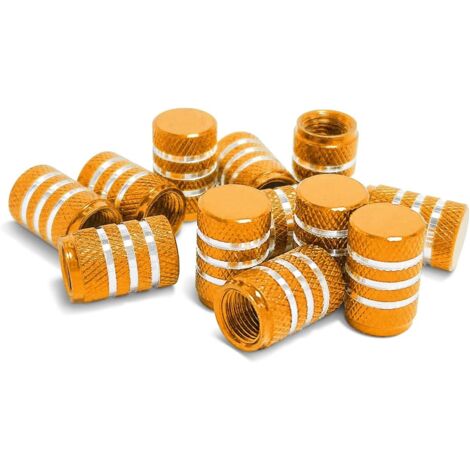 12 Capuchons Valve Métal avec Anneau Caoutchouc, Couvercle Valve Pneu en Aluminium Moleté pour Voitures (Or) (1/5)