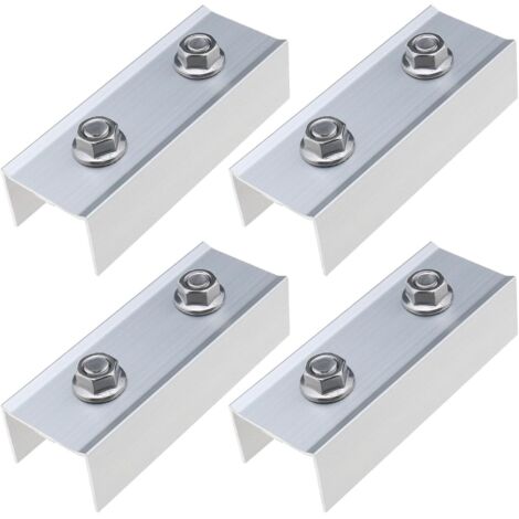 4pcs C-Profile Connecteur Panneaux Solaires PV Rail Connecteur 45 x 30 x 120mm pour Rails PV 40 x 40mm Support de Module Solaire Photovoltaïque pour Montage de Profilés en Aluminium (1/5)