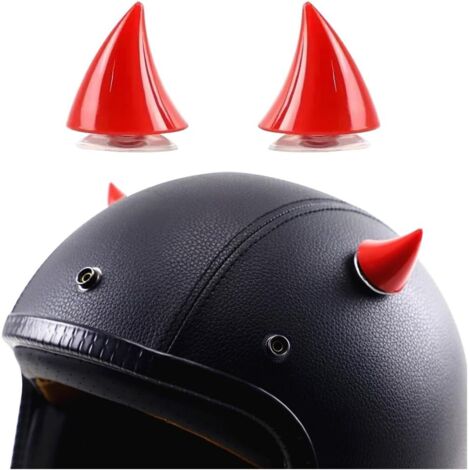 2 Pièces Décoration Corne Casque, Corne De Casque De Moto avec Ventouses, Décoration Casque Moto Corne en Caoutchouc, Accessoires Décoration Conversion pour Moto Scooter Casques(Rouge) (1/5)