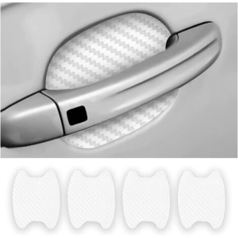 4PCS Autocollants Voiture Extérieur, Film de Protection Universel en Fibre de Carbone Anti-Rayures pour Poignées de Portes, Convient à la Plupart des Modèles (Argent) (1/5)