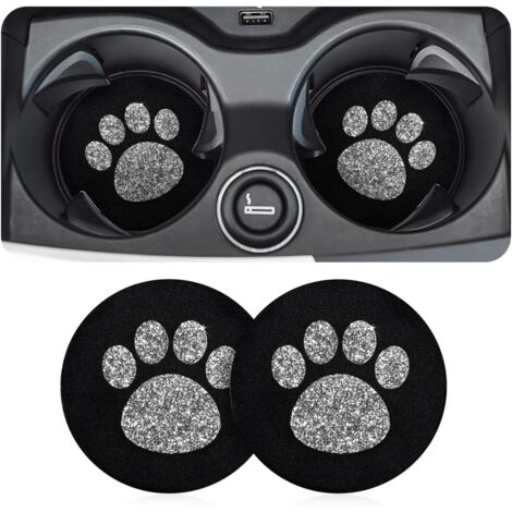 2 Pièces sous Verre De Voiture, sous-Verres D'insertion De Bling Véhicule, Bling Accessoire De sous Verre Voiture, Universel Antidérapants Bling Silicone sous-Verre De Véhicule (Argent) (1/5)