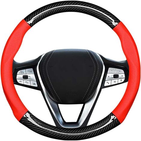 Couvre Volant Antidérapant en Microfibre Cuir, Respirant, Accessoire D'intérieur Protecteur pour Voiture, Femmes Et Hommes (Rouge) (1/5)
